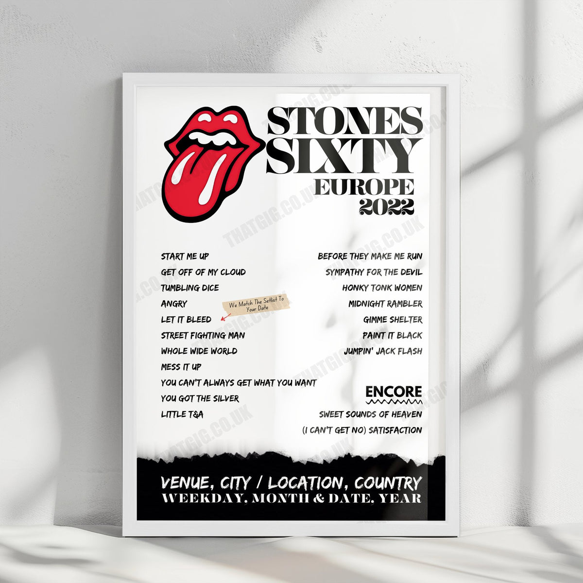 The Rolling Stones Setlist Poster - British Summer Time, Hyde Park - July 3rd, 2022