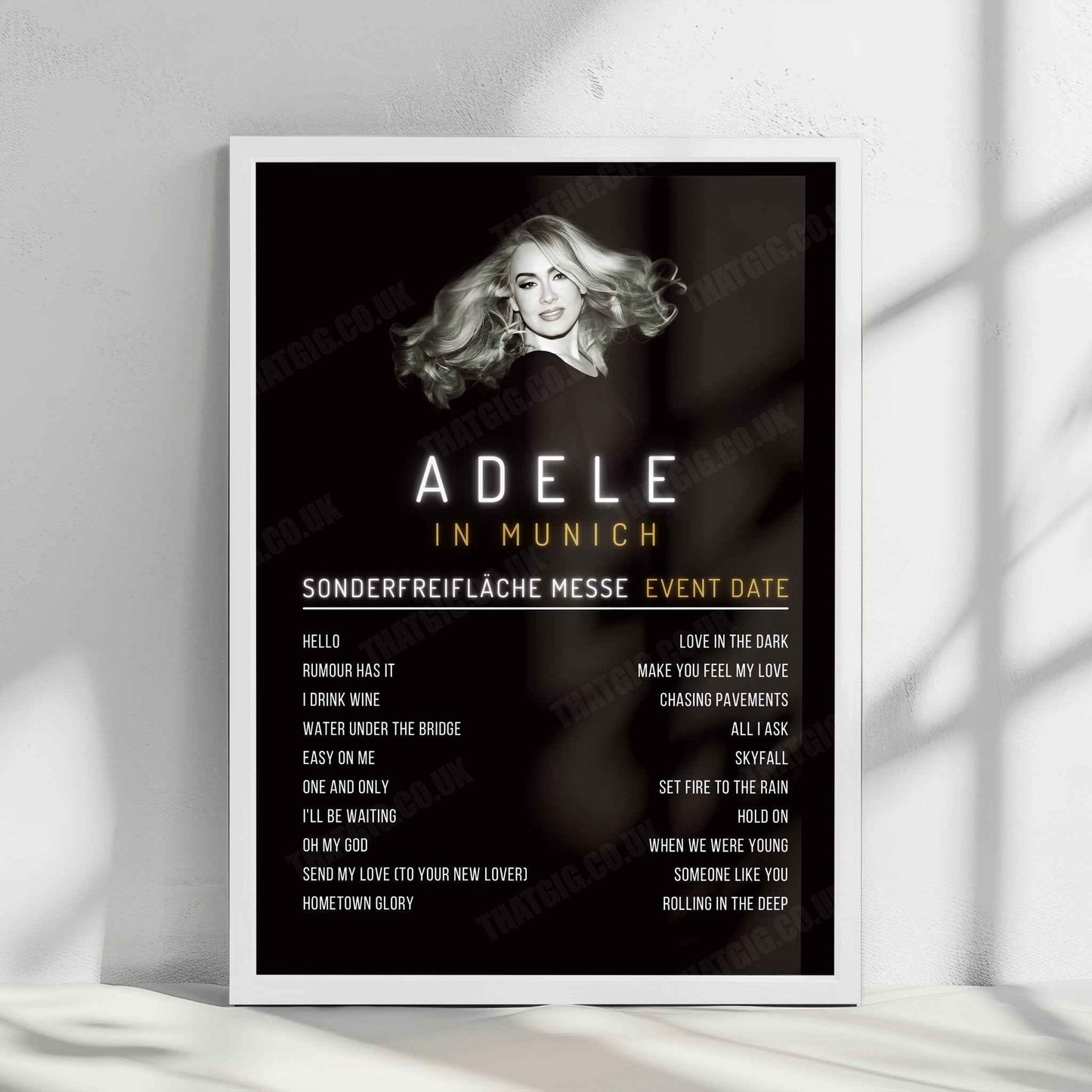 Adele Setlist Poster - Sonderfreifläche Messe, Munich - August 30th, 2024