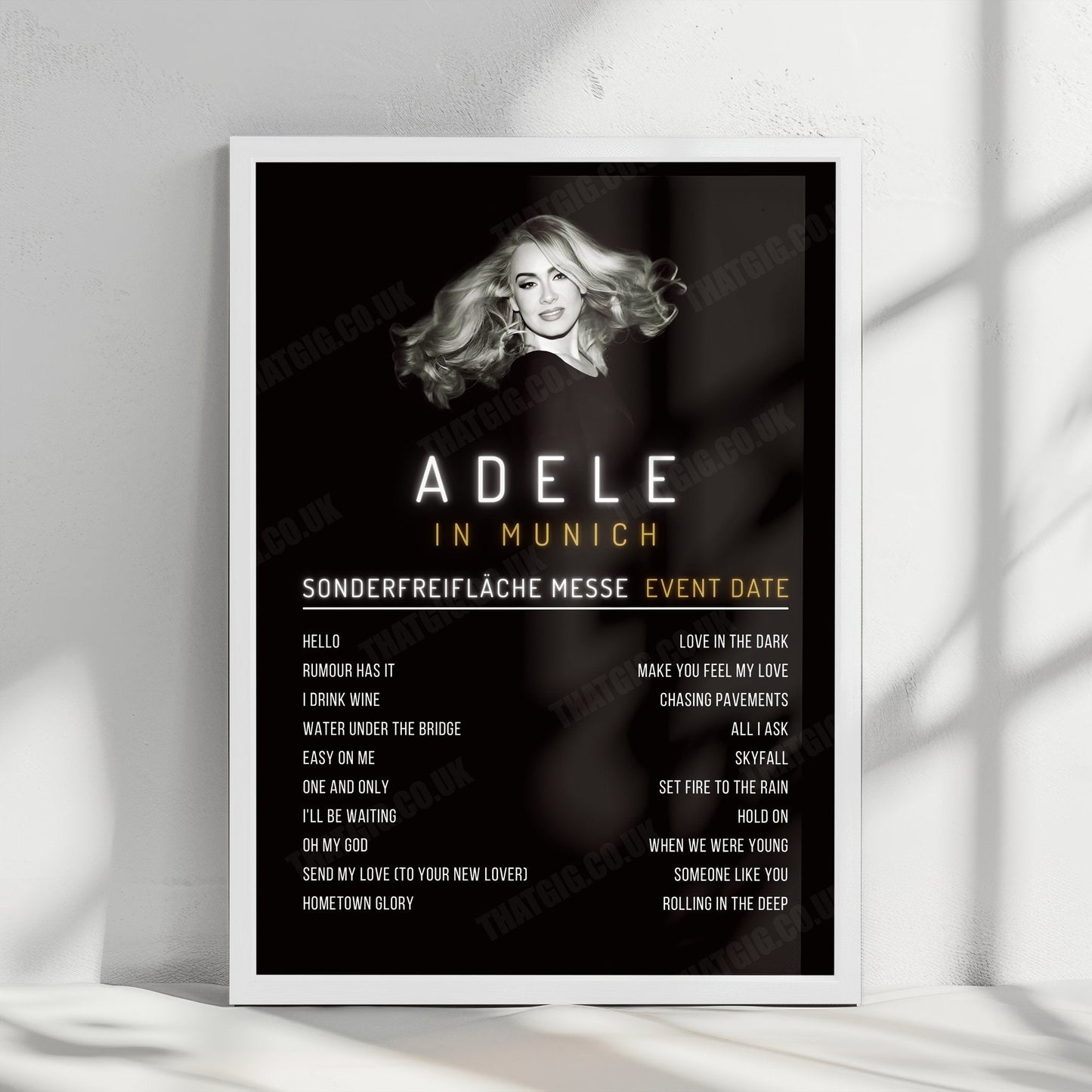 Adele Setlist Poster - Sonderfreifläche Messe, Munich - August 10th, 2024