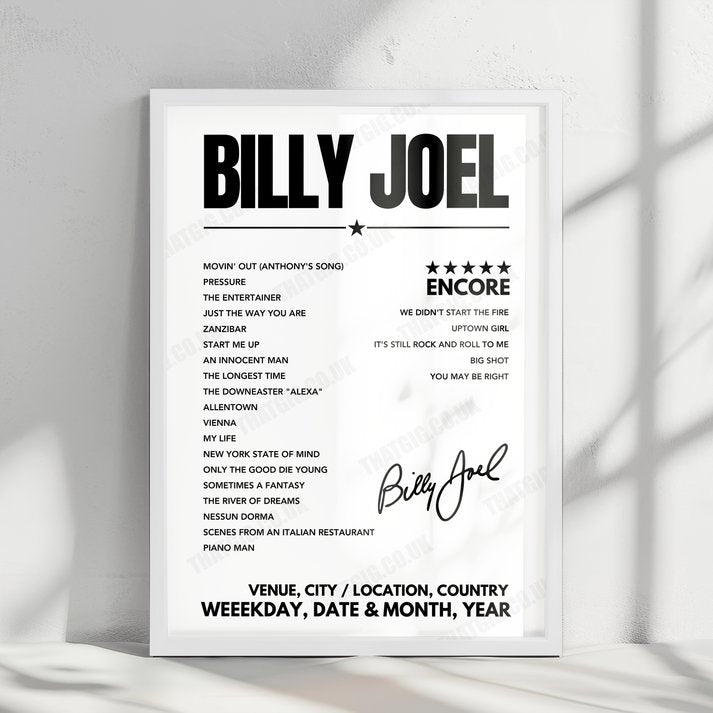 Billy Joel Setlist Poster - Madison Square Garden - November 5th, 2021