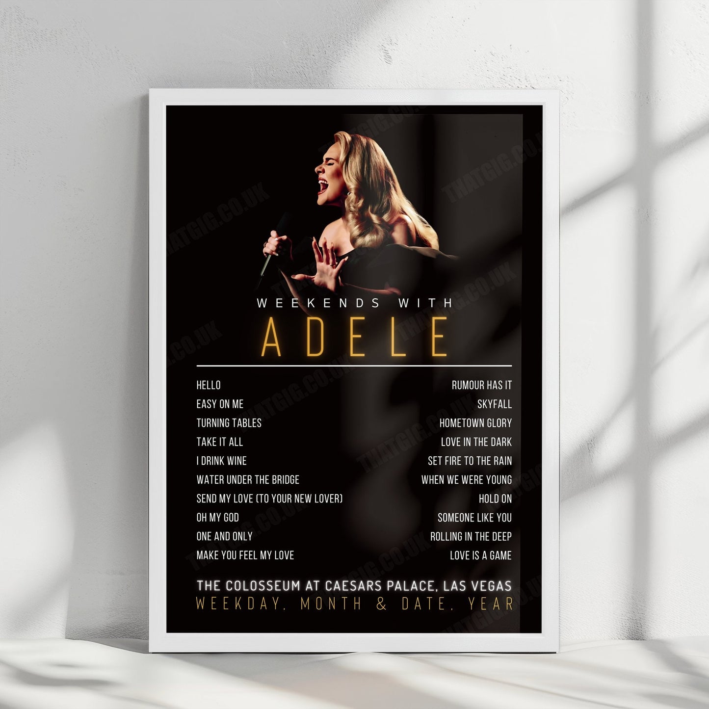 Adele Setlist Poster - The Colosseum at Caesars Palace, Las Vegas - January 27th, 2024
