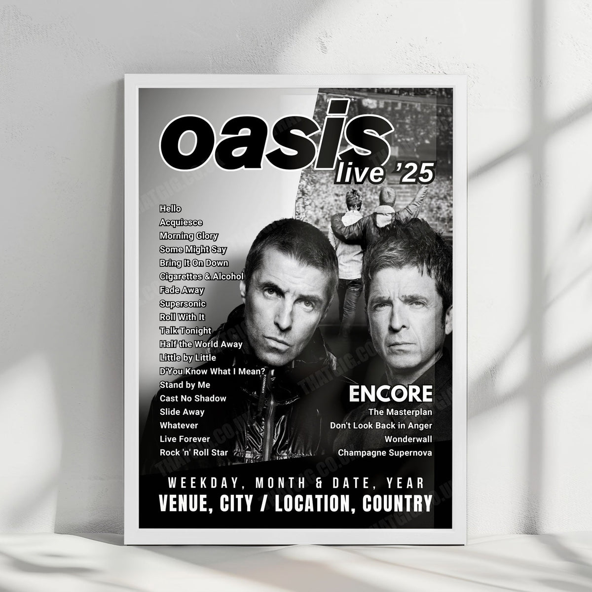 Oasis Setlist Poster - Heaton Park, Manchester - July 19th, 2025