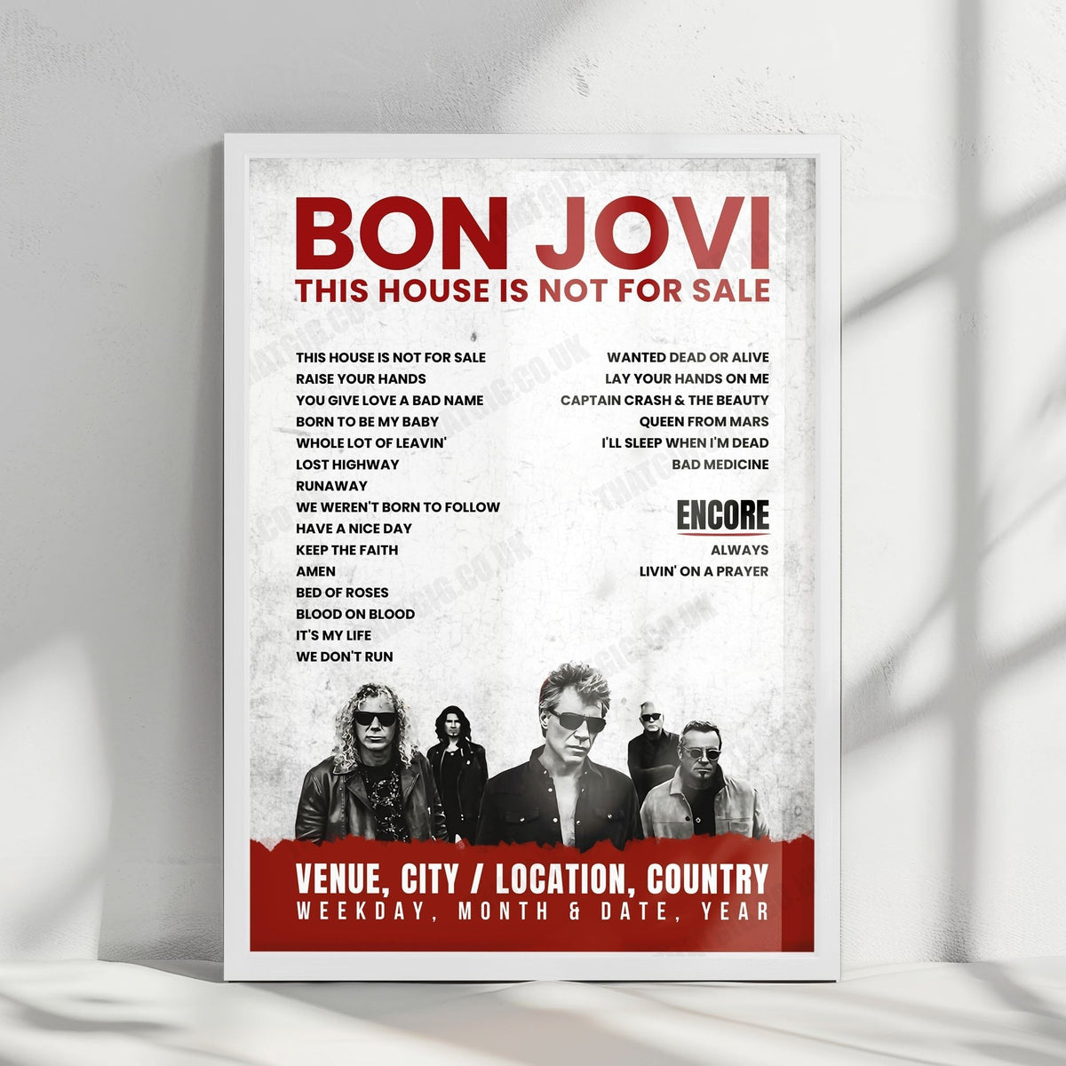 Bon Jovi Setlist Poster - Anfield, Liverpool - June 19th, 2019