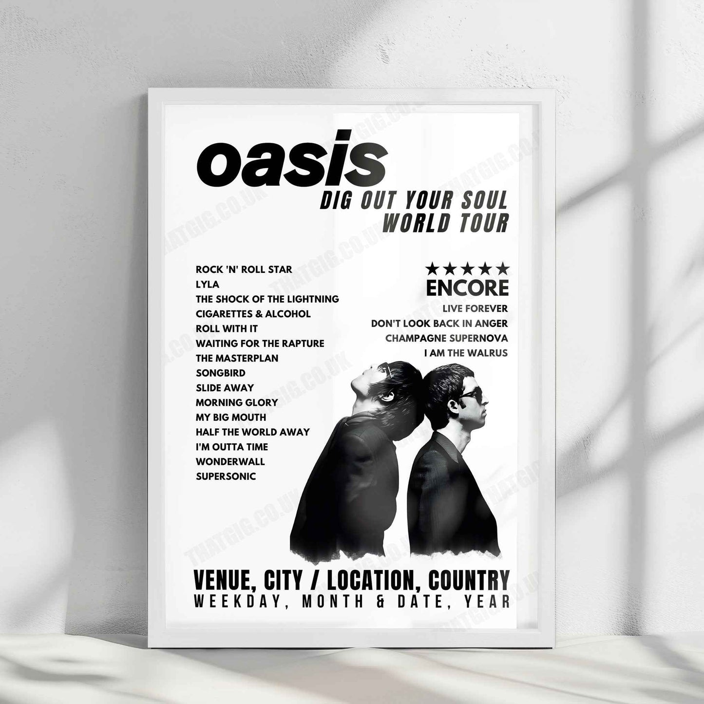 Oasis Setlist Poster - Forum København, Copenhagen - January 24th, 2009