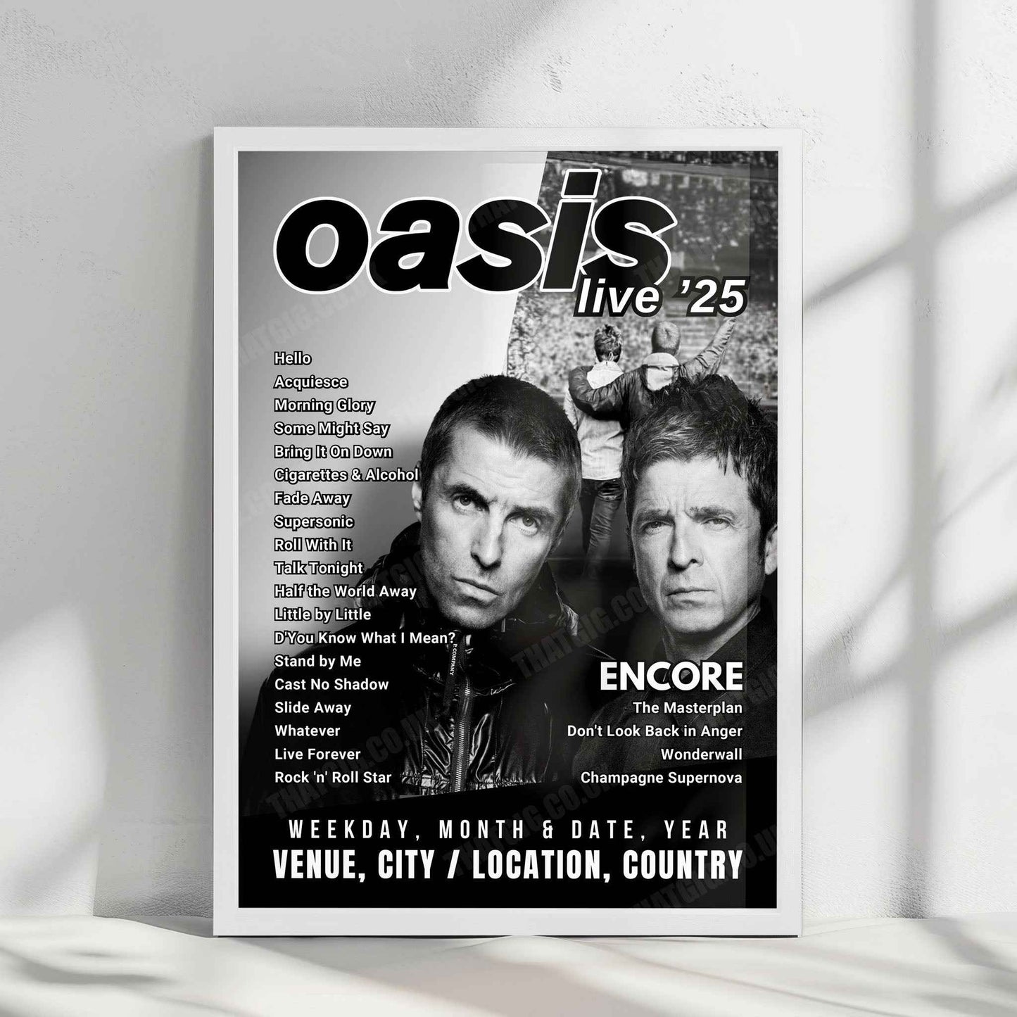 Oasis Setlist Poster - Wembley Stadium, London - July 30th, 2025