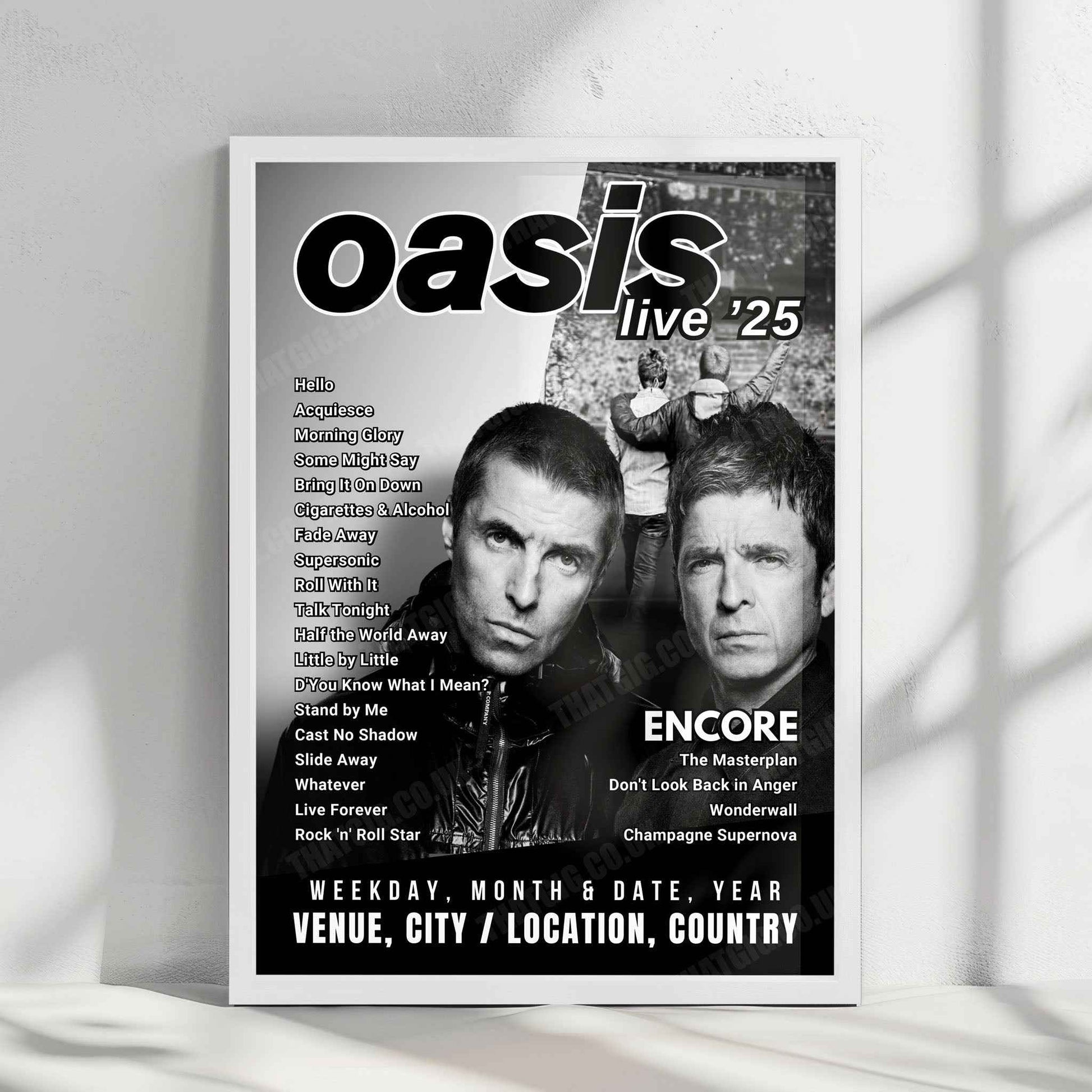 Oasis Setlist Poster - Wembley Stadium, London - July 30th, 2025