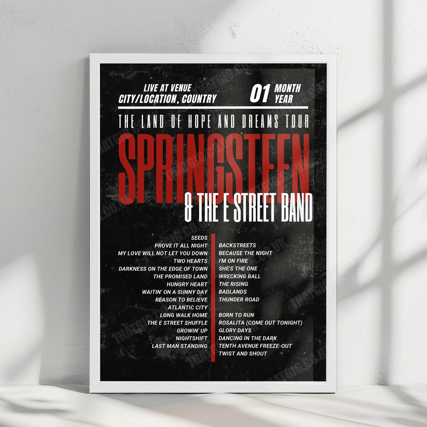 Bruce Springsteen Setlist Poster - Co-op Live, Manchester - May 20th, 2025