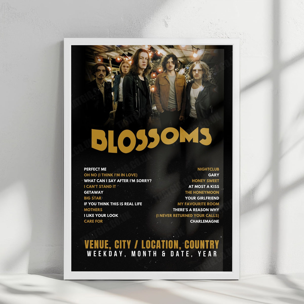 Blossoms Setlist Poster - O2 Academy Bournemouth, Bournemouth - November 8th, 2024