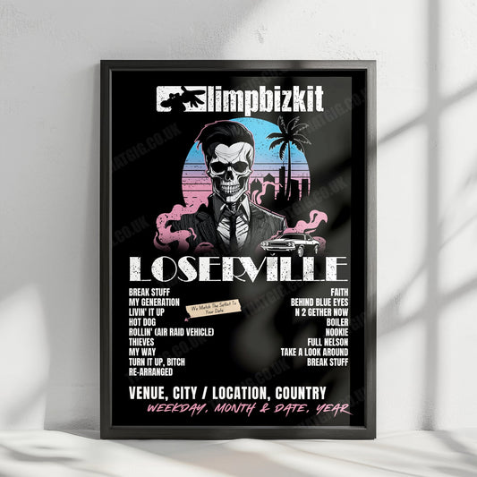 Limp Bizkit Setlist Poster - Ruoff Music Center, Noblesville, IN, USA - July 21st, 2024