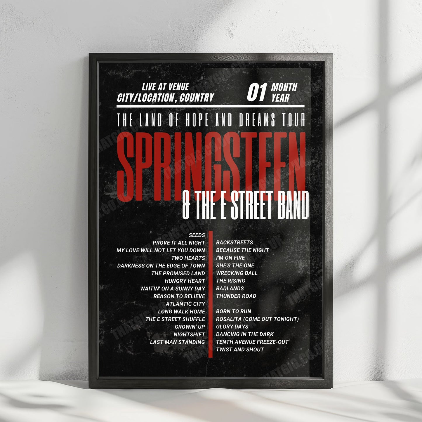 Bruce Springsteen Setlist Poster - Co-op Live, Manchester - May 20th, 2025