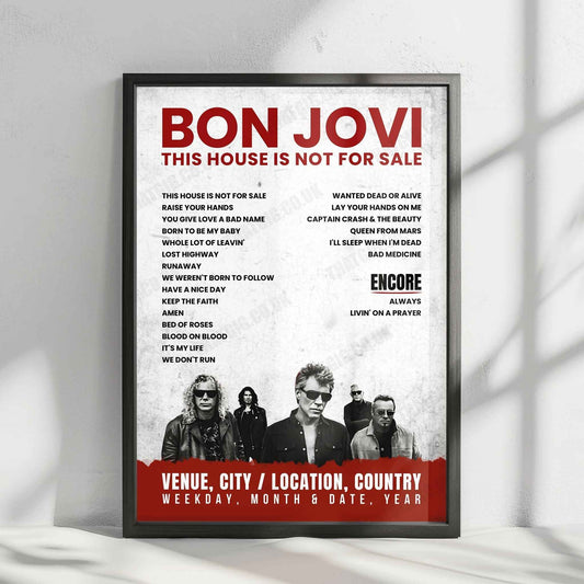 Bon Jovi Setlist Poster - Viejas Arena, San Diego - March 5th, 2017