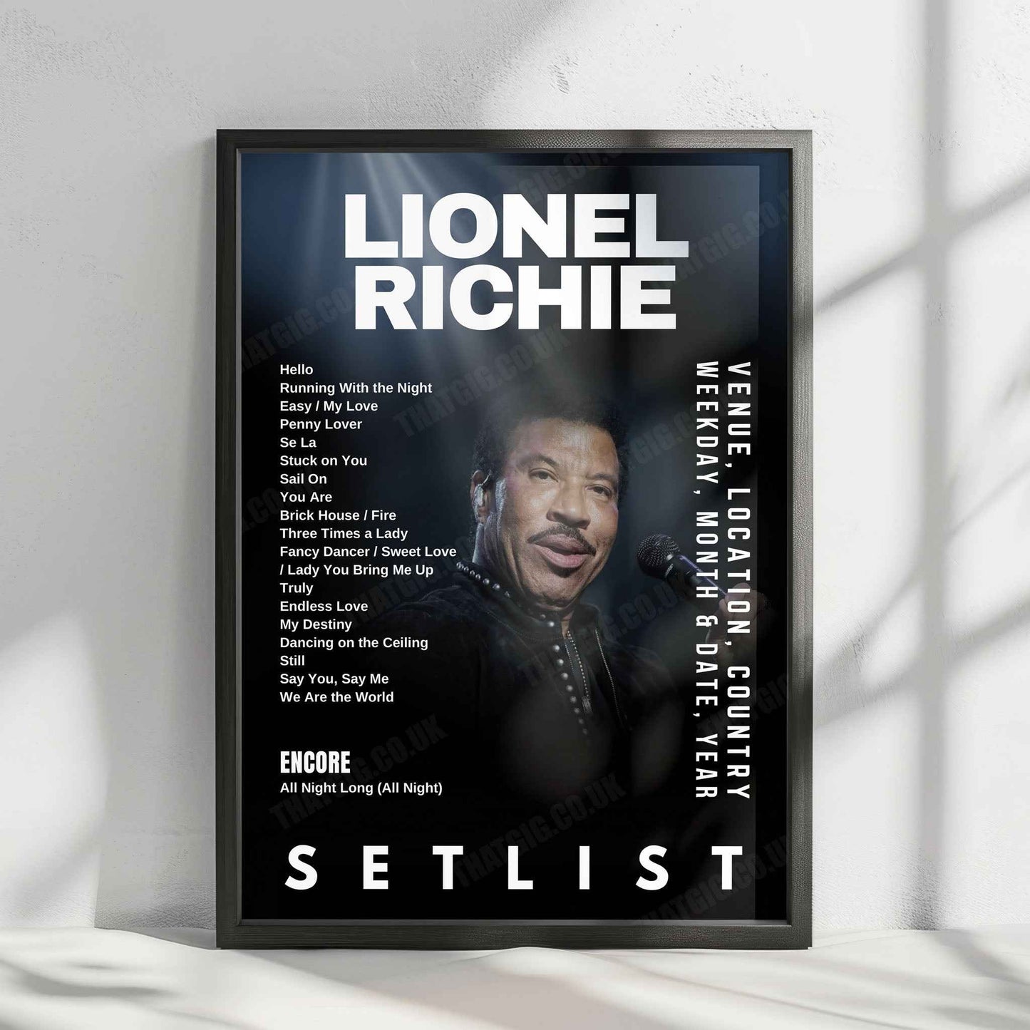 Lionel Richie Setlist Poster - Utilita Arena Birmingham, Birmingham - June 9th, 2025