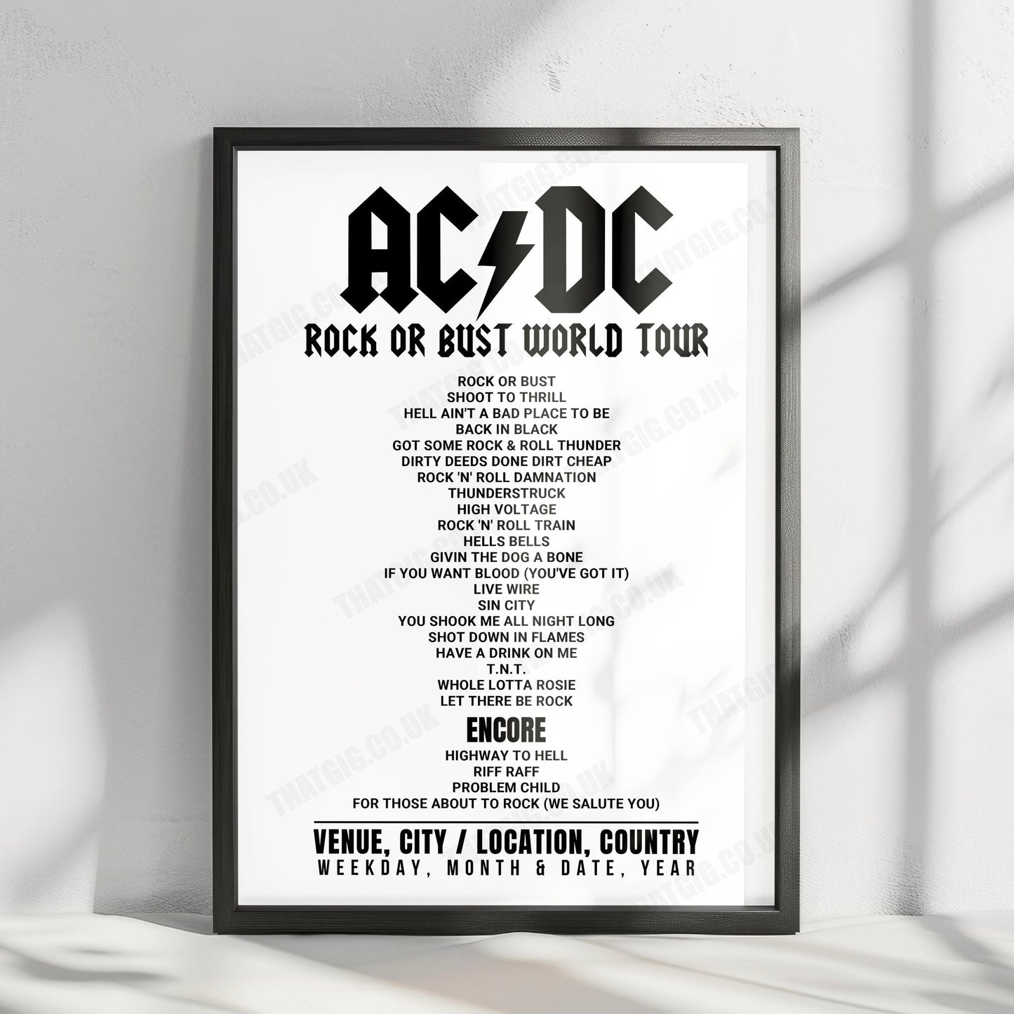 AC/DC Setlist Poster - Philips Arena, Atlanta - September 1st, 2016