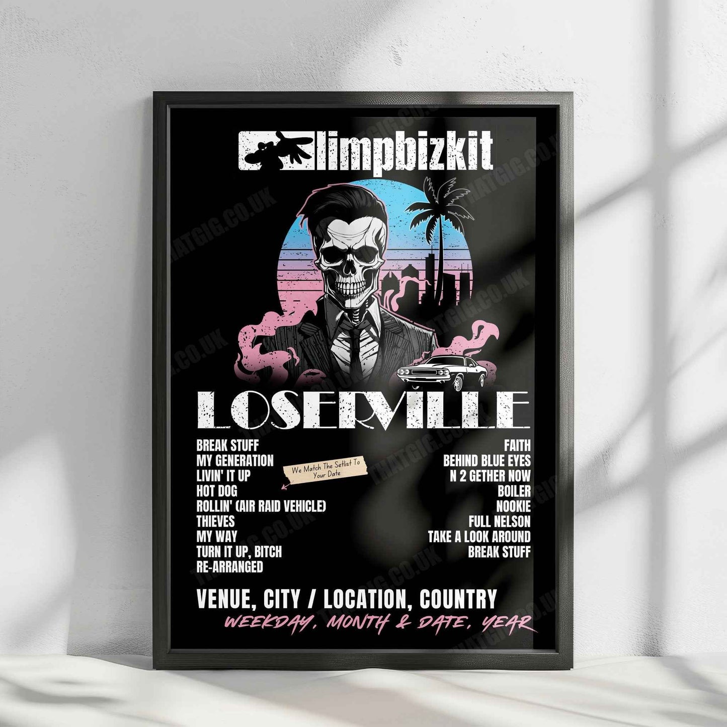 Limp Bizkit Setlist Poster - PNC Music Pavilion, Charlotte, NC, USA - August 2nd, 2024