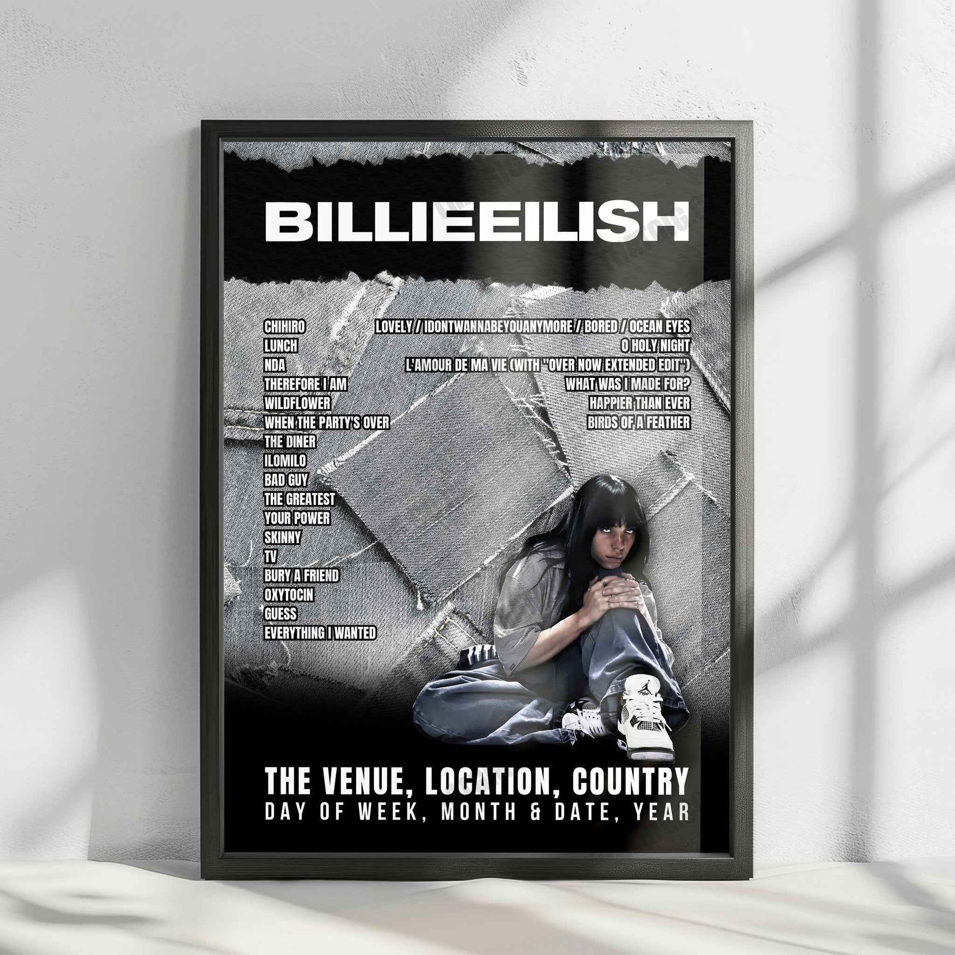 Billie Eilish Setlist Poster - Climate Pledge Arena, Seattle - December 5th, 2024