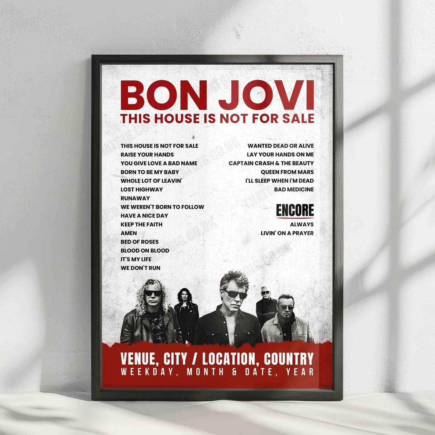 Bon Jovi Setlist Poster - Chesapeake Energy Arena, Oklahoma City - February 21st, 2017