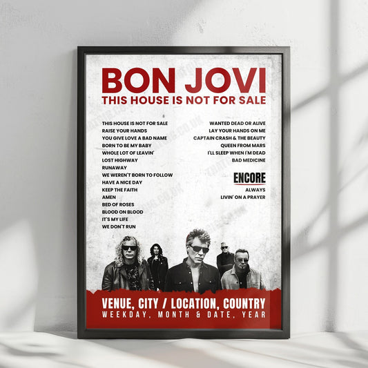 Bon Jovi Setlist Poster - Toyota Center, Houston - March 23rd, 2018