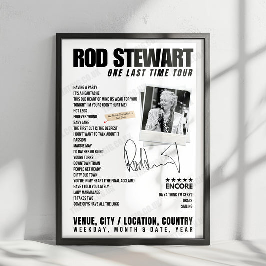 Rod Stewart Setlist Poster - Royal Hospital Kilmainham, Dublin, Ireland - May 26th, 2024