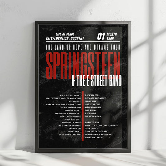 Bruce Springsteen Setlist Poster - Co-op Live, Manchester - May 17th, 2025