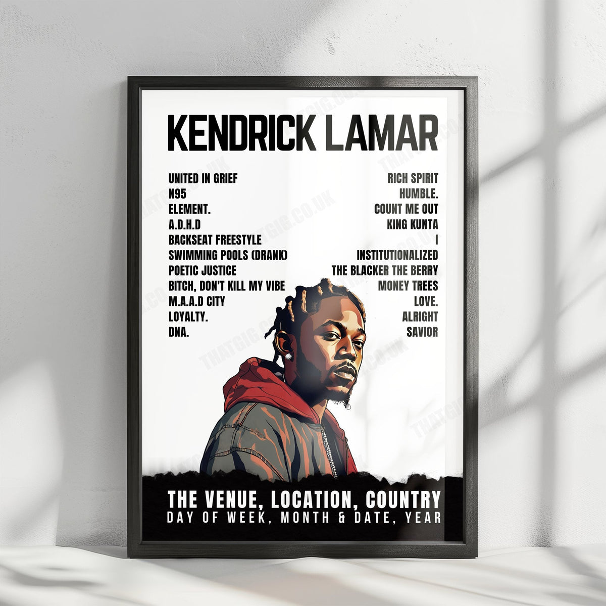 Kendrick Lamar Setlist Poster - Great Stage Park, Manchester - June 16th, 2023