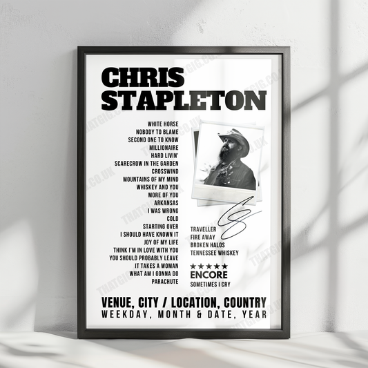 Chris Stapleton Setlist Poster - American Family Field, Milwaukee - June 3rd, 2023