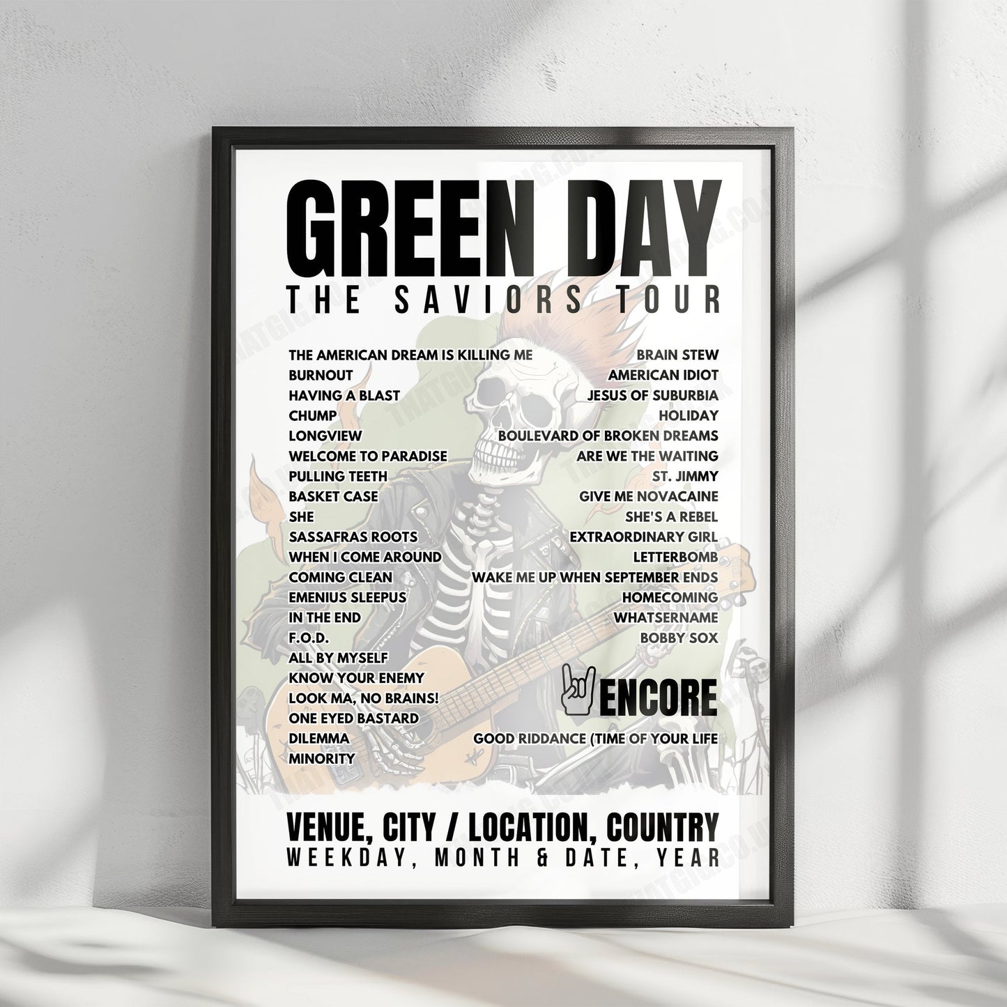 Green Day Setlist Poster - Caja Mágica, Madrid - June 1st, 2024