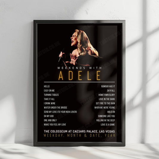 Adele Setlist Poster - The Colosseum at Caesars Palace, Las Vegas - March 25th, 2023