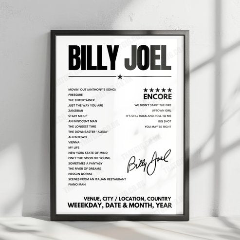 Billy Joel Setlist Poster - Allegiant Stadium - November 9th, 2024