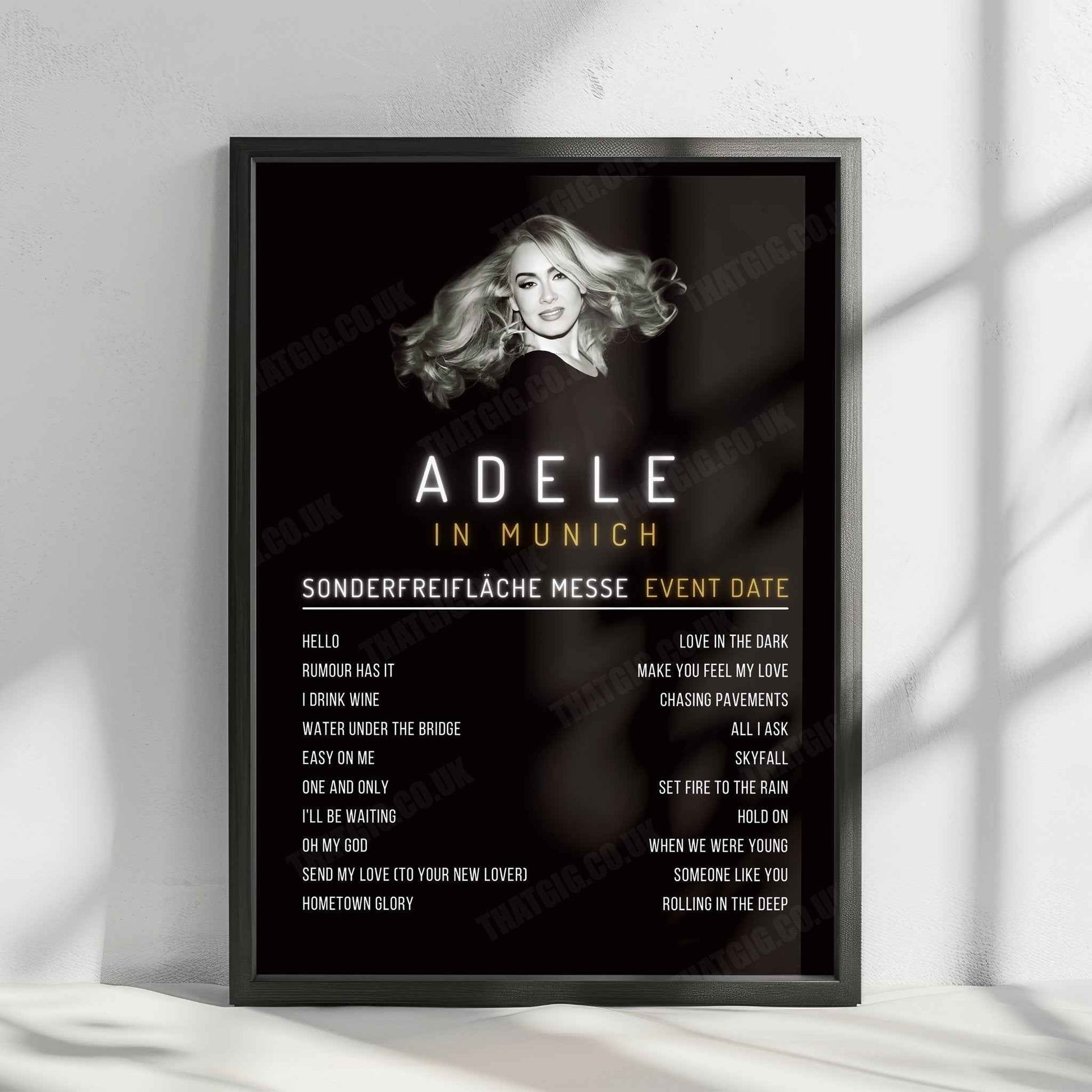 Adele Setlist Poster - Sonderfreifläche Messe, Munich - August 9th, 2024