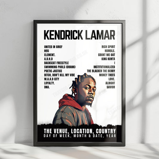 Kendrick Lamar Setlist Poster - The O2 Arena, London - November 7th, 2022