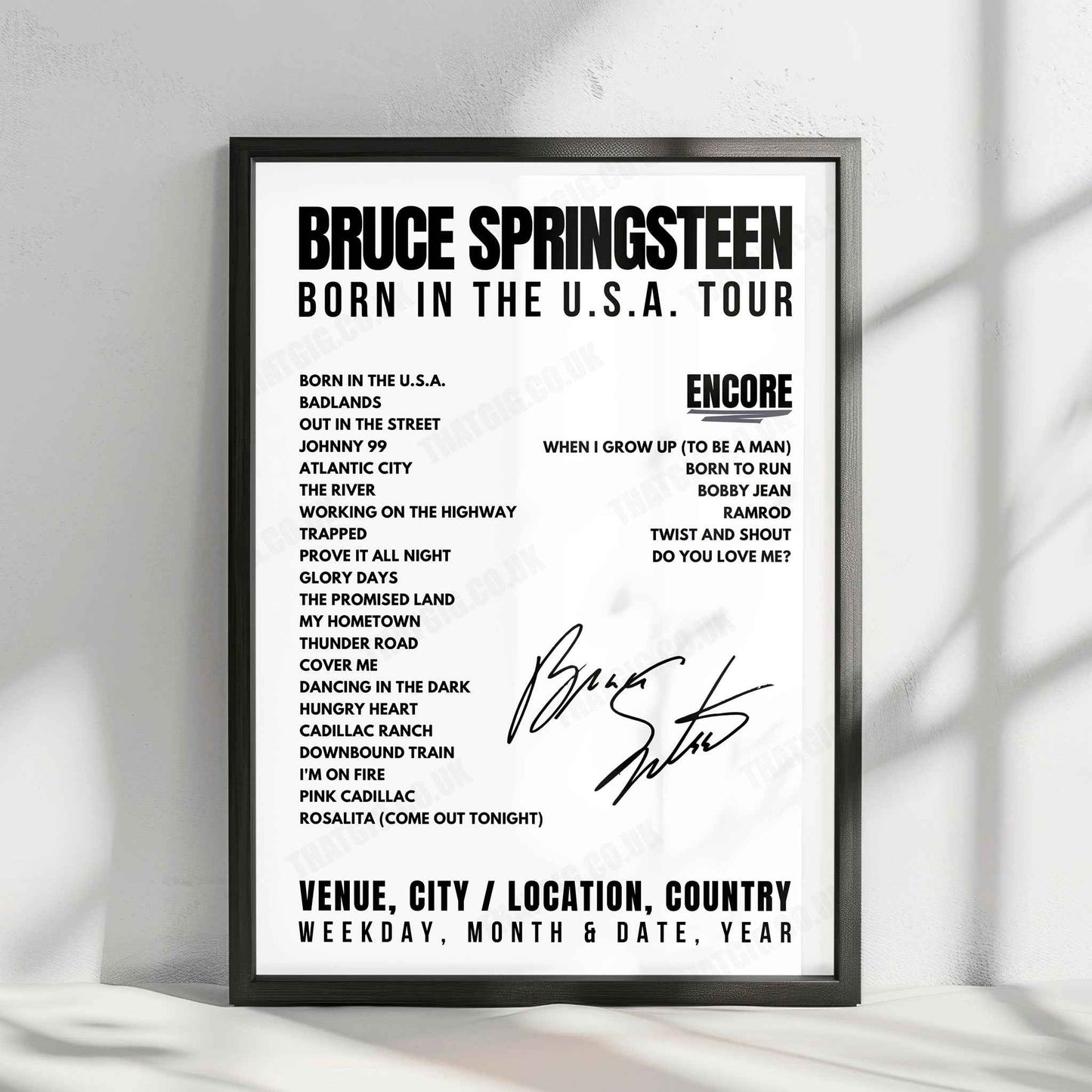 Bruce Springsteen Setlist Poster - Spectrum, Philadelphia - September 12th, 1984
