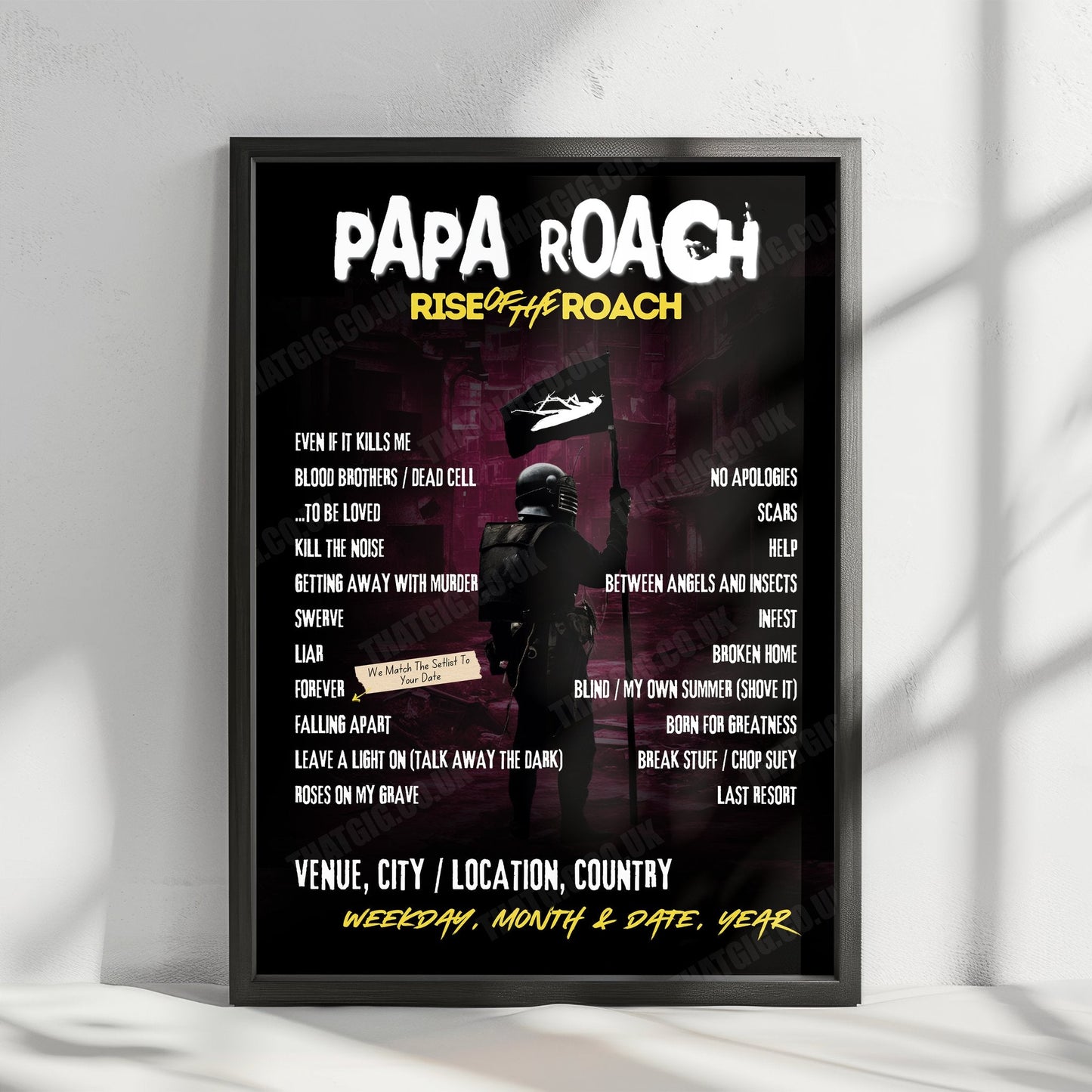 Papa Roach Setlist Poster - Alsterdorfer Sporthalle, Hamburg, Germany - January 25th, 2025