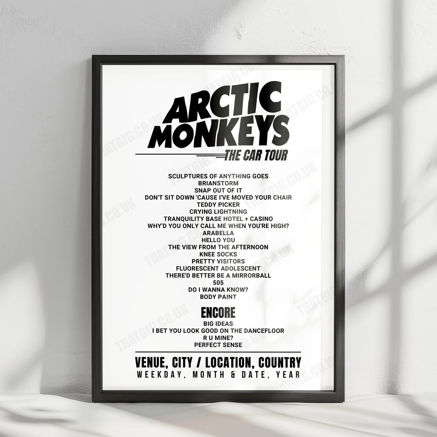 Arctic Monkeys Setlist Poster - Minneapolis Armory, Minneapolis - August 26th, 2023