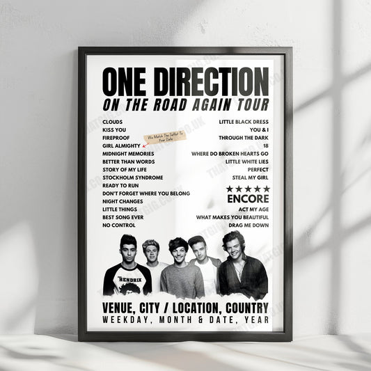 One Direction Setlist Poster - Barclaycard Arena, Birmingham, England - October 10th, 2015