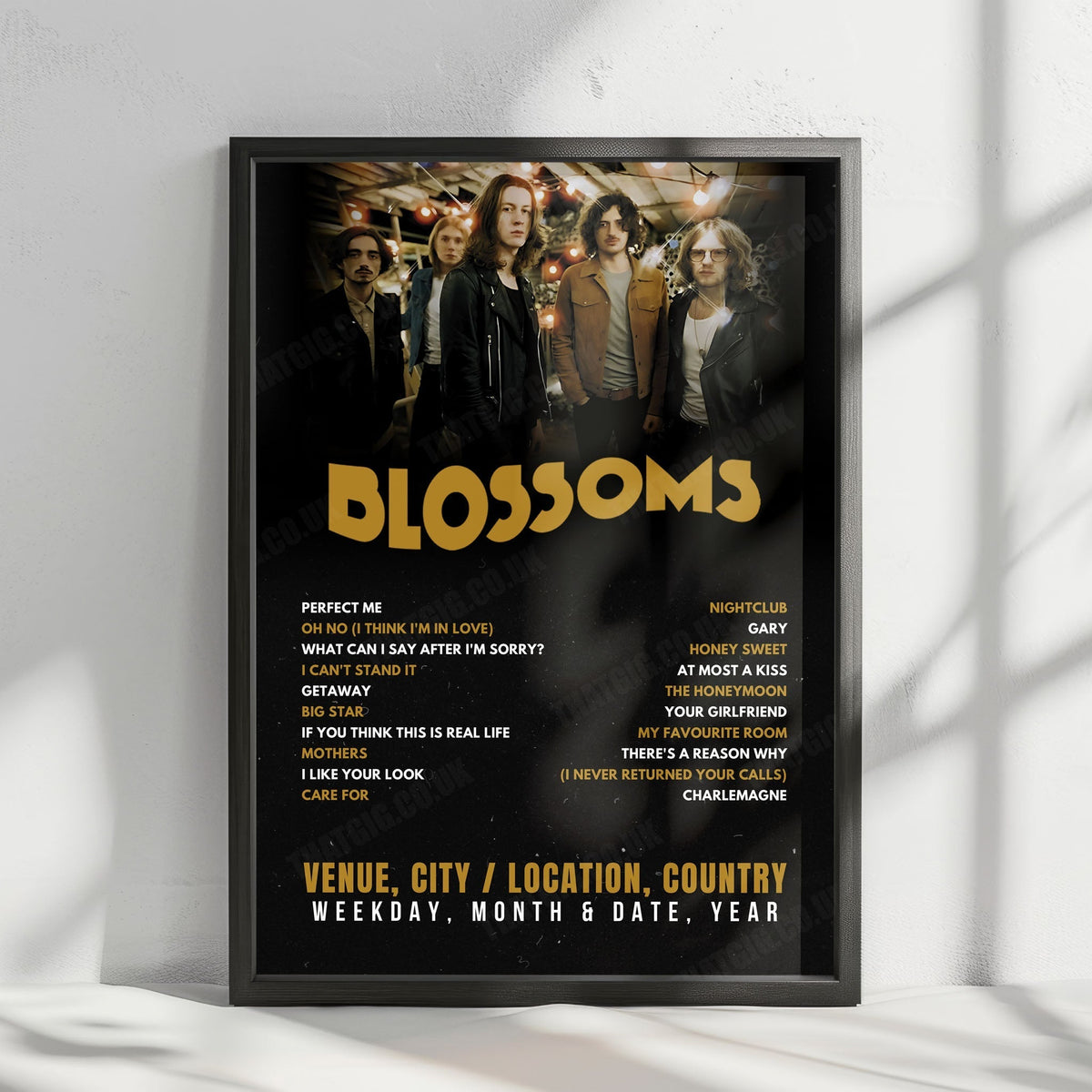 Blossoms Setlist Poster - Enmore Theatre, Sydney - March 15th, 2025