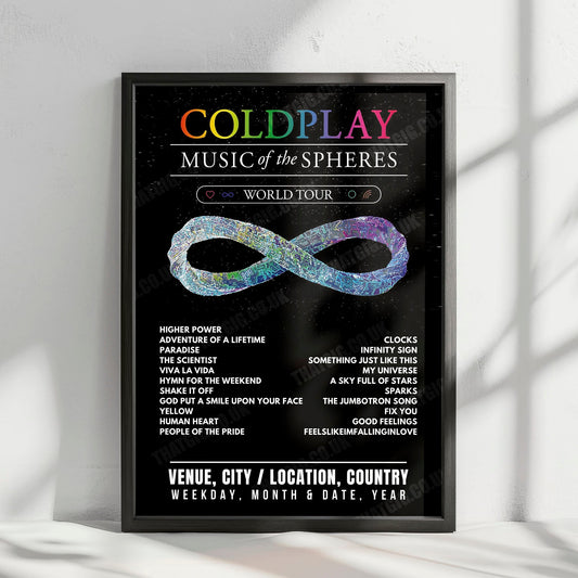 Coldplay Setlist Poster - Wembley Stadium, London - August 12th, 2022