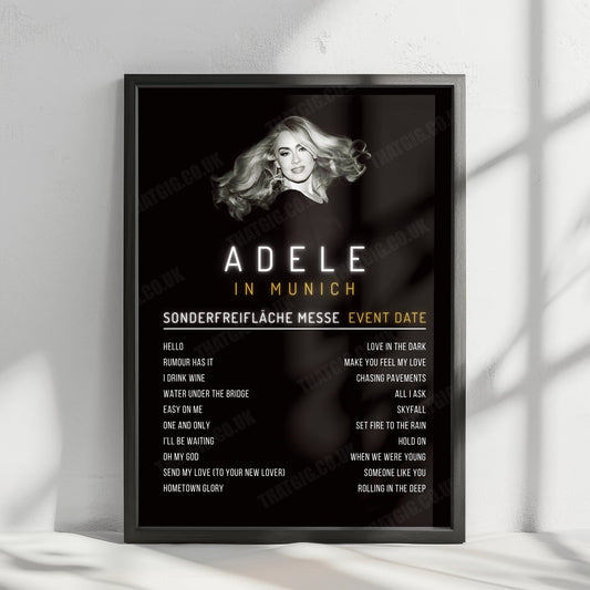 Adele Setlist Poster - Sonderfreifläche Messe, Munich - August 23rd, 2024