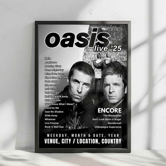 Oasis Setlist Poster - Wembley Stadium, London - September 28th, 2025