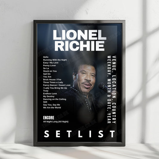 Lionel Richie Setlist Poster - The OVO Hydro, Glasgow - June 4th, 2025