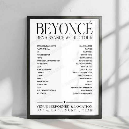 Beyoncé Setlist Poster - Koning Boudewijnstadium / Stade Roi Baudouin, Laken / Laeken - May 14th, 2023