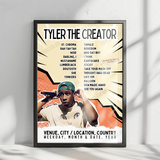 Tyler, The Creator Setlist Poster - Utilita Arena Birmingham, Birmingham - May 17th, 2025