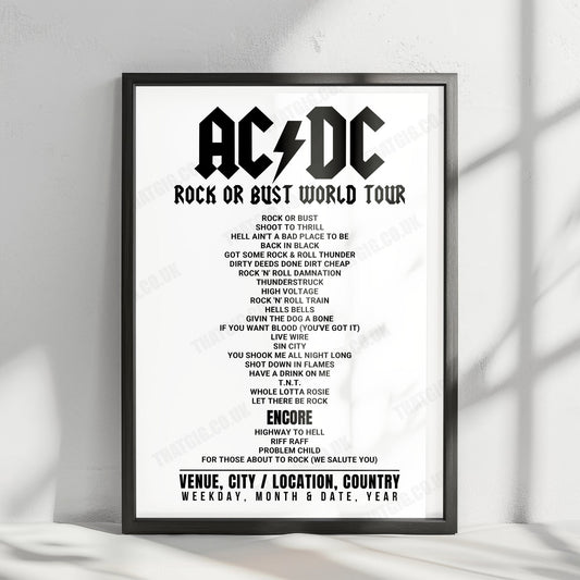 AC/DC Setlist Poster - Stade Vélodrome, Marseille - May 13th, 2016