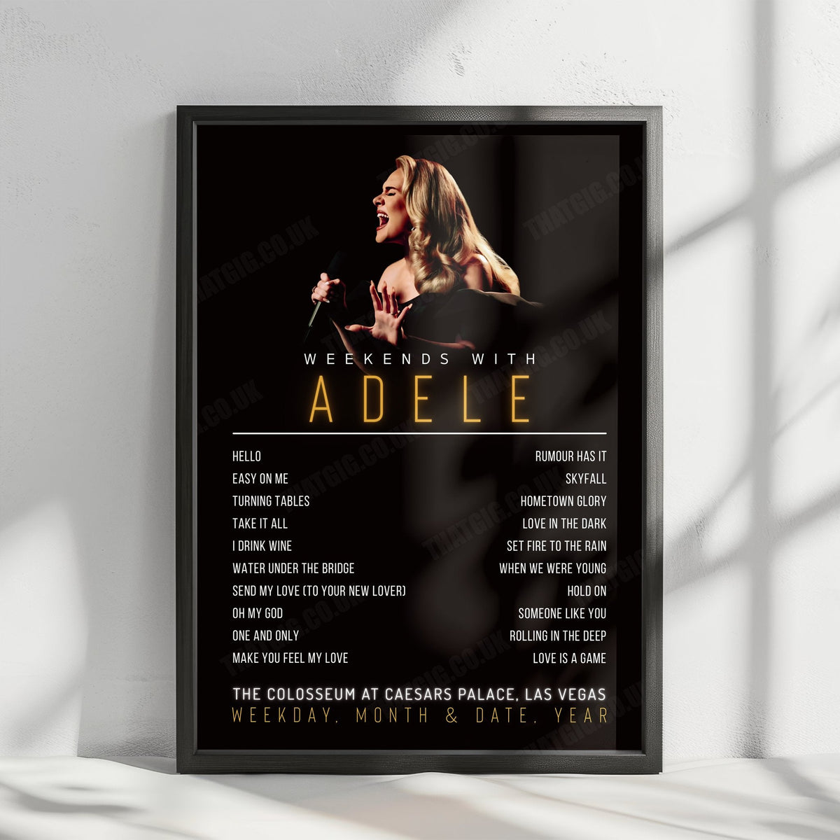 Adele Setlist Poster - The Colosseum at Caesars Palace, Las Vegas - September 15th, 2023
