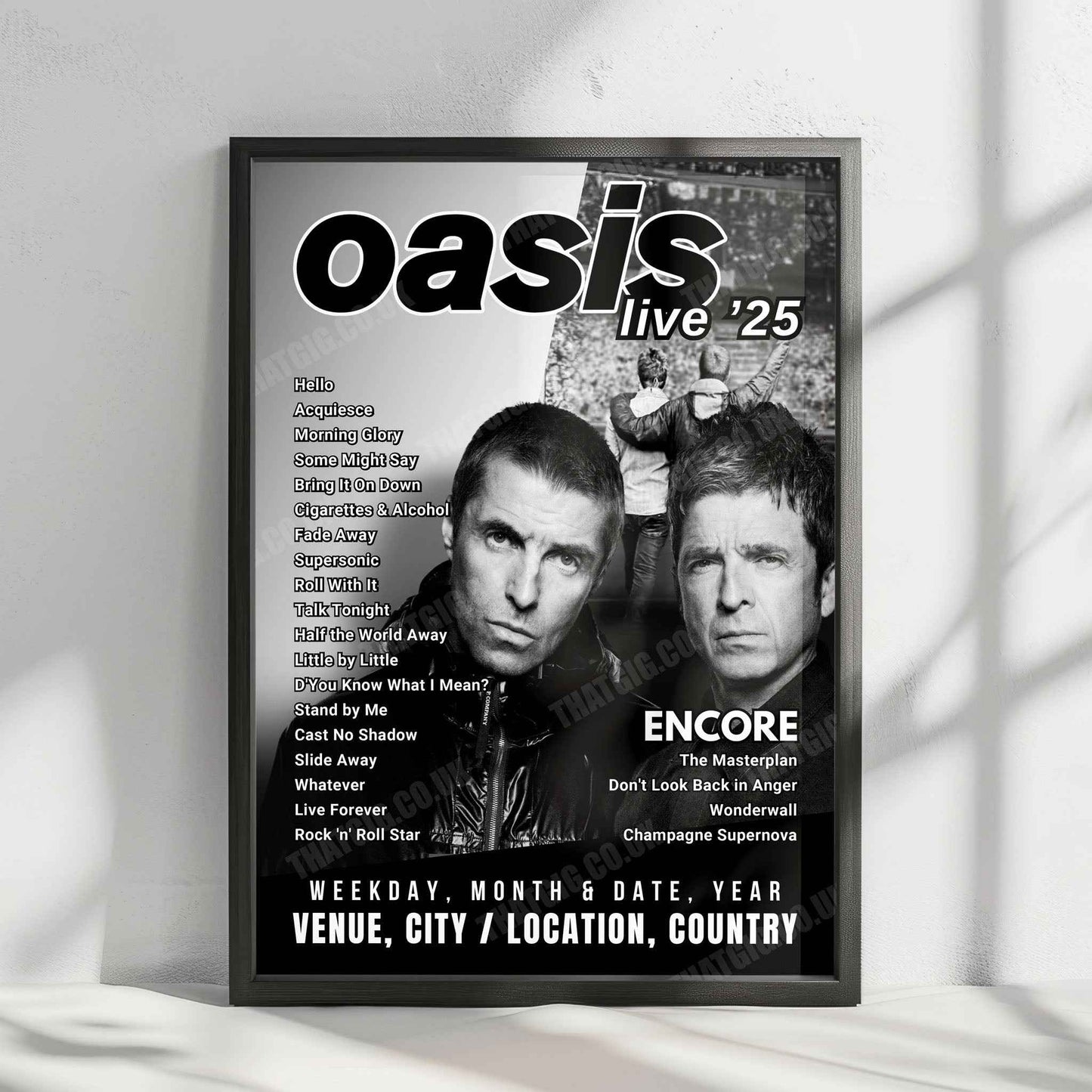 Oasis Setlist Poster - Wembley Stadium, London - July 30th, 2025