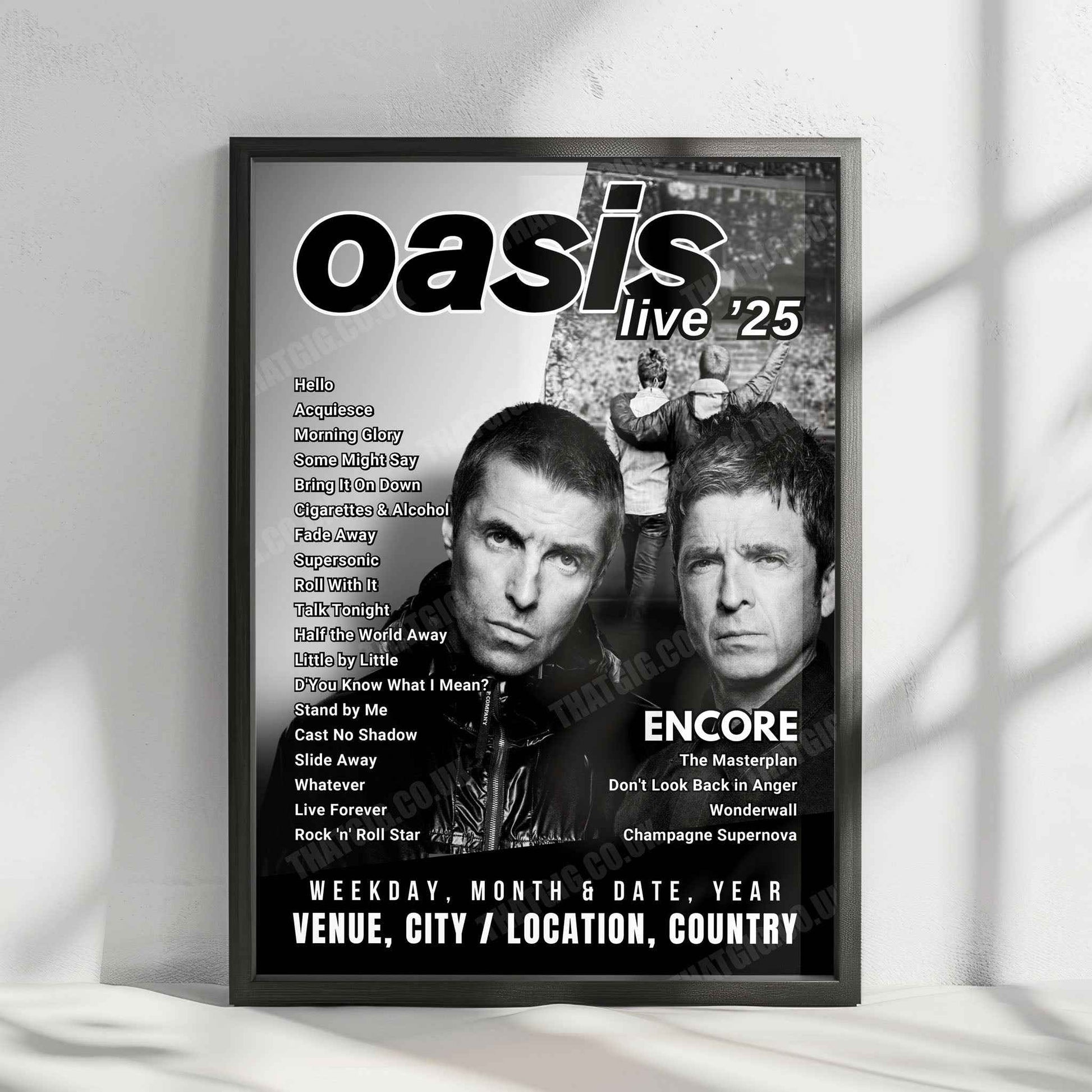 Oasis Setlist Poster - Wembley Stadium, London - July 30th, 2025