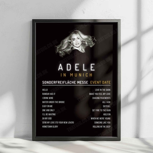 Adele Setlist Poster - Sonderfreifläche Messe, Munich - August 24th, 2024