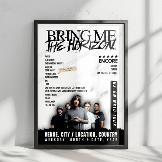 Bring Me the Horizon Setlist Poster - take-off GewerbePark, Neuhausen ob Eck - June 21st, 2024