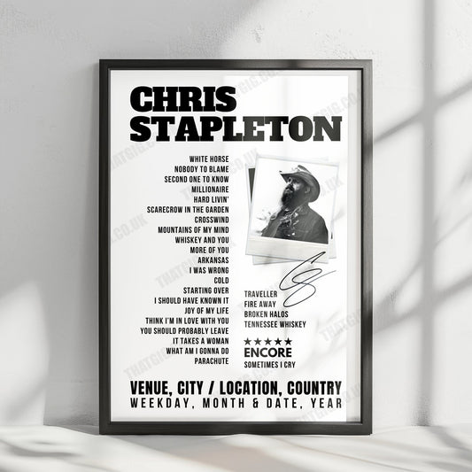 Chris Stapleton Setlist Poster - AO Arena, Manchester - October 16th, 2024
