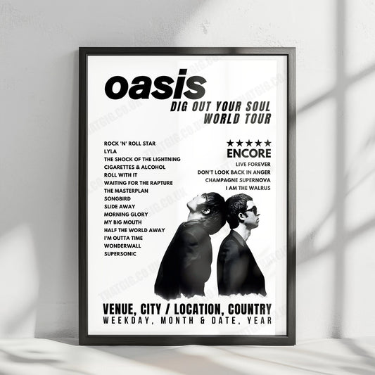 Oasis Setlist Poster - Pengrowth Saddledome, Calgary - August 30th, 2008