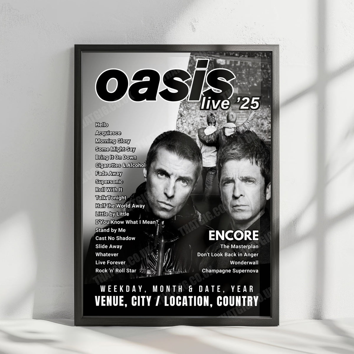 Oasis Setlist Poster - Heaton Park, Manchester - July 19th, 2025